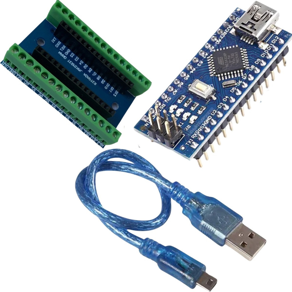 Placa Compatível Arduíno Nano Cabo Usb Placa Base Borne Nano