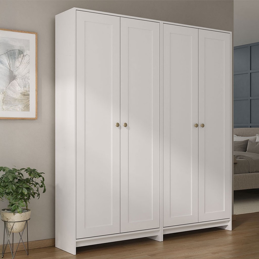 Armário de Lavanderia Americano 4 Portas 8 Prateleiras Branco - Pnr Móveis em Oferta na Shopee