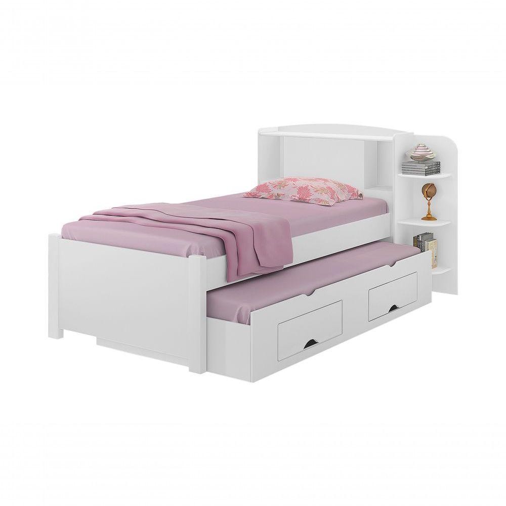 Cama Para Solteiro Milênio Com Box 2 Gavetas Plus - D' Doro Branco em Oferta na Shopee