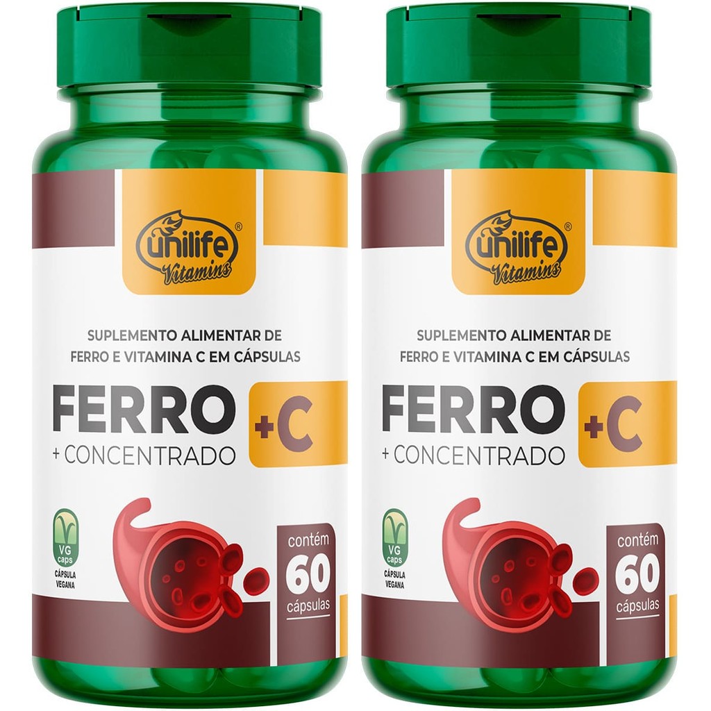 Ferro + Vitamina C 2 X 60 Cápsulas Unilife