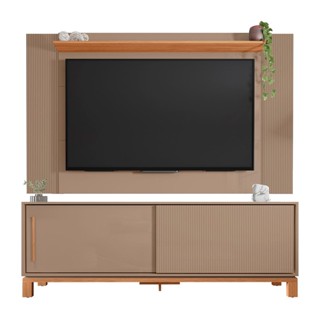Painel Para TV 65 Pol e Rack Bancada 180cm Lucca Areia/Freijó C01 - Mpozenato em Oferta na Shopee