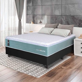 Conjunto Box Preto Lagos Verde Molas Ensacadas Casal 138x188x66 - King House em Oferta na Shopee