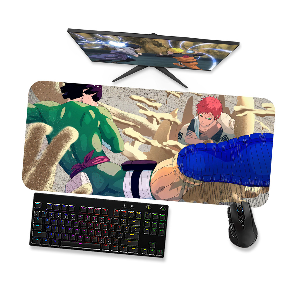 Mouse Pad Gamer Grande  Naruto Rock Lee vs Gaara 1  90x40 80x40 60x40 70x30 45x40