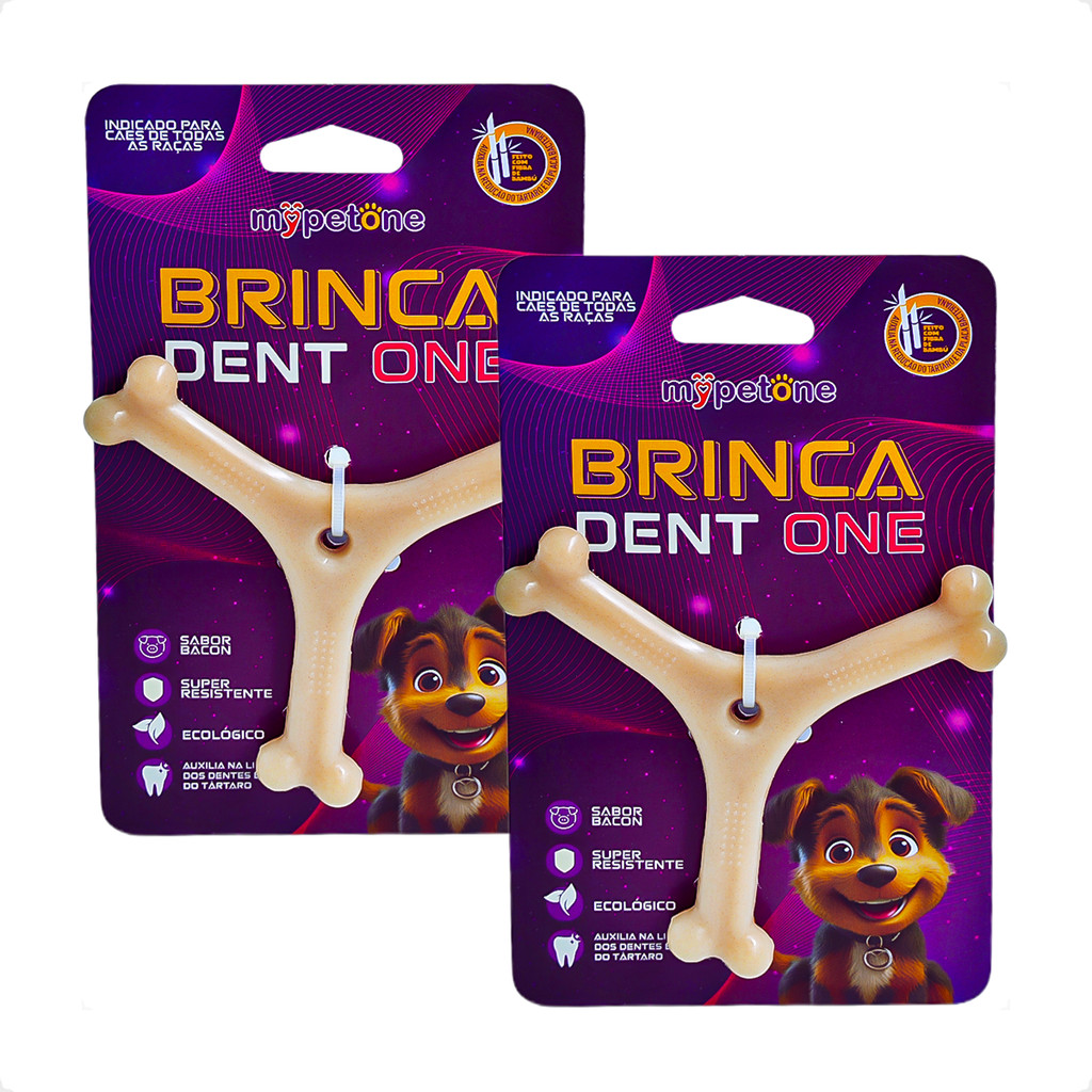 Kit 2 Brinquedo Osso Bamboo Brinca Dent One Sabor Bacon - Y - Pequeno em Oferta na Shopee