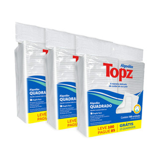 Kit Algodão Quadrado Dupla Face 300 unidades Topz