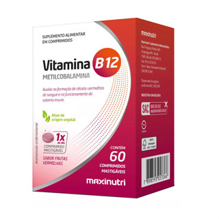 Vitamina B12 Metilcobalamina Mastigáveis (60 Comprimidos) Maxinutri em Oferta na Shopee