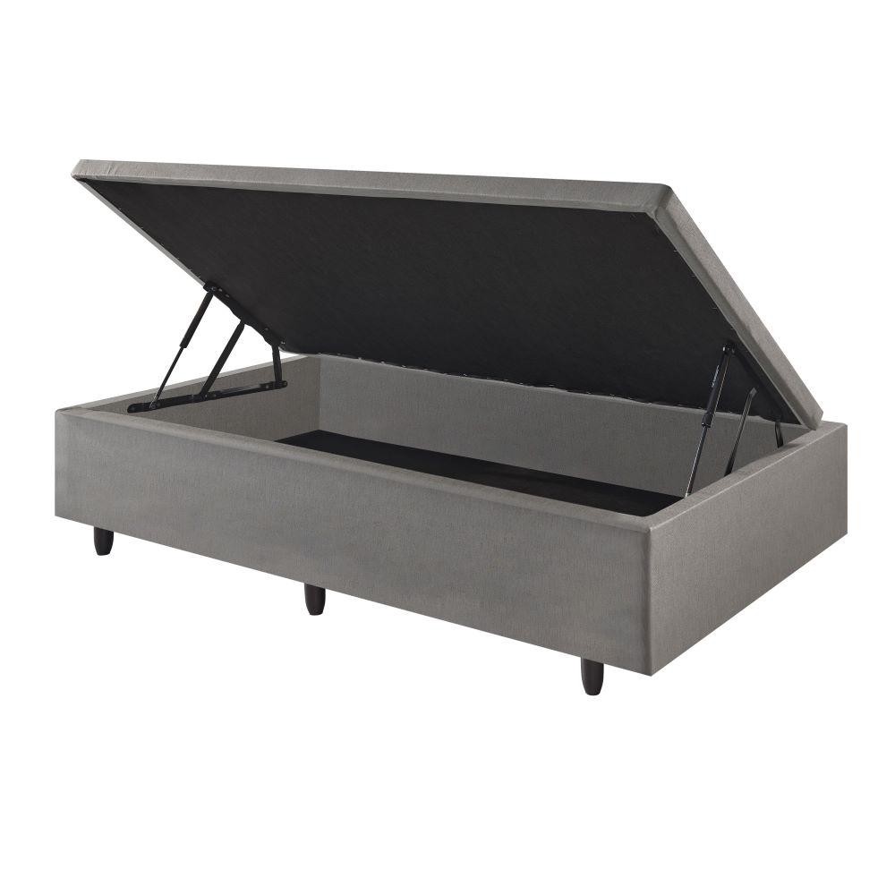 Base Box Baú Solteirão 96x203x42cm Corino Linho Cinza