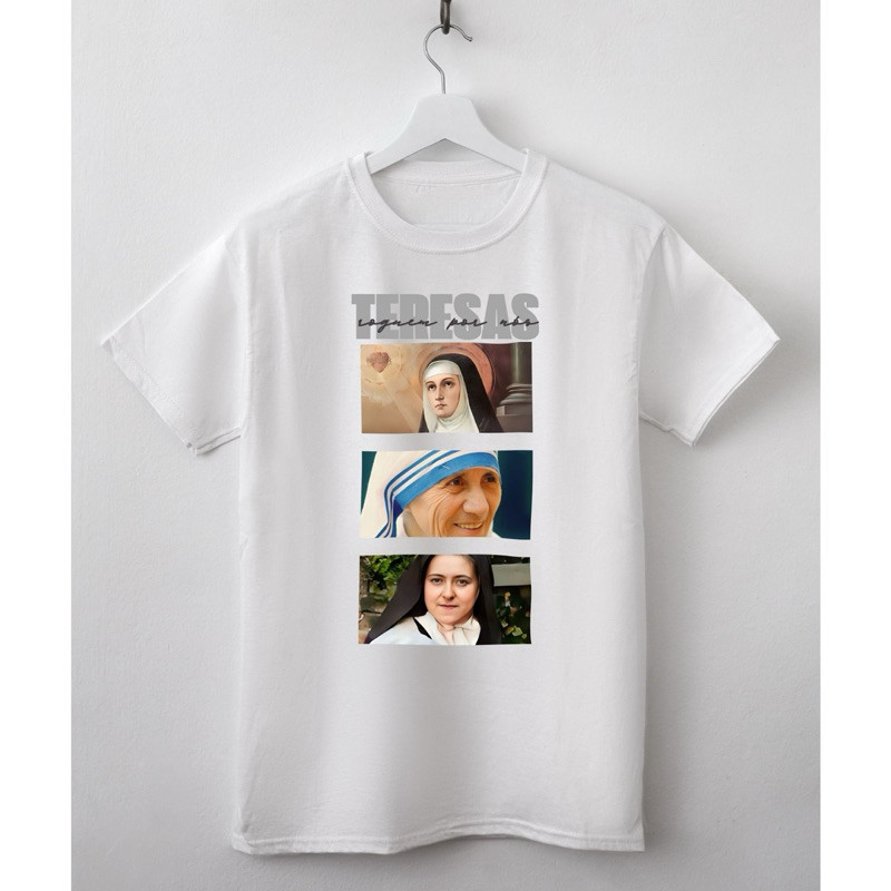 Camiseta Unissex Santa Teresinha do Menino Jesus Santa Teresa Dávila Madre Teresa de Calcutá Adulto Infantil e Plus Size