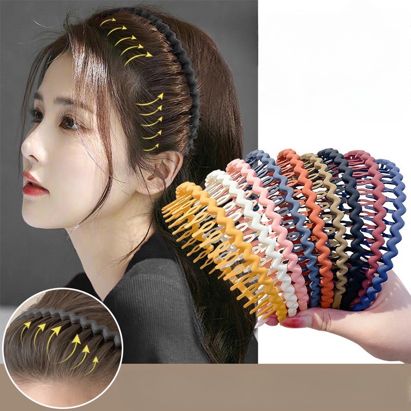 3pc Coreano Moda Onda Faixa De Cabelo Elegante Antiderrapante Dentado Bandana Acessórios Para O Mulher Skincares