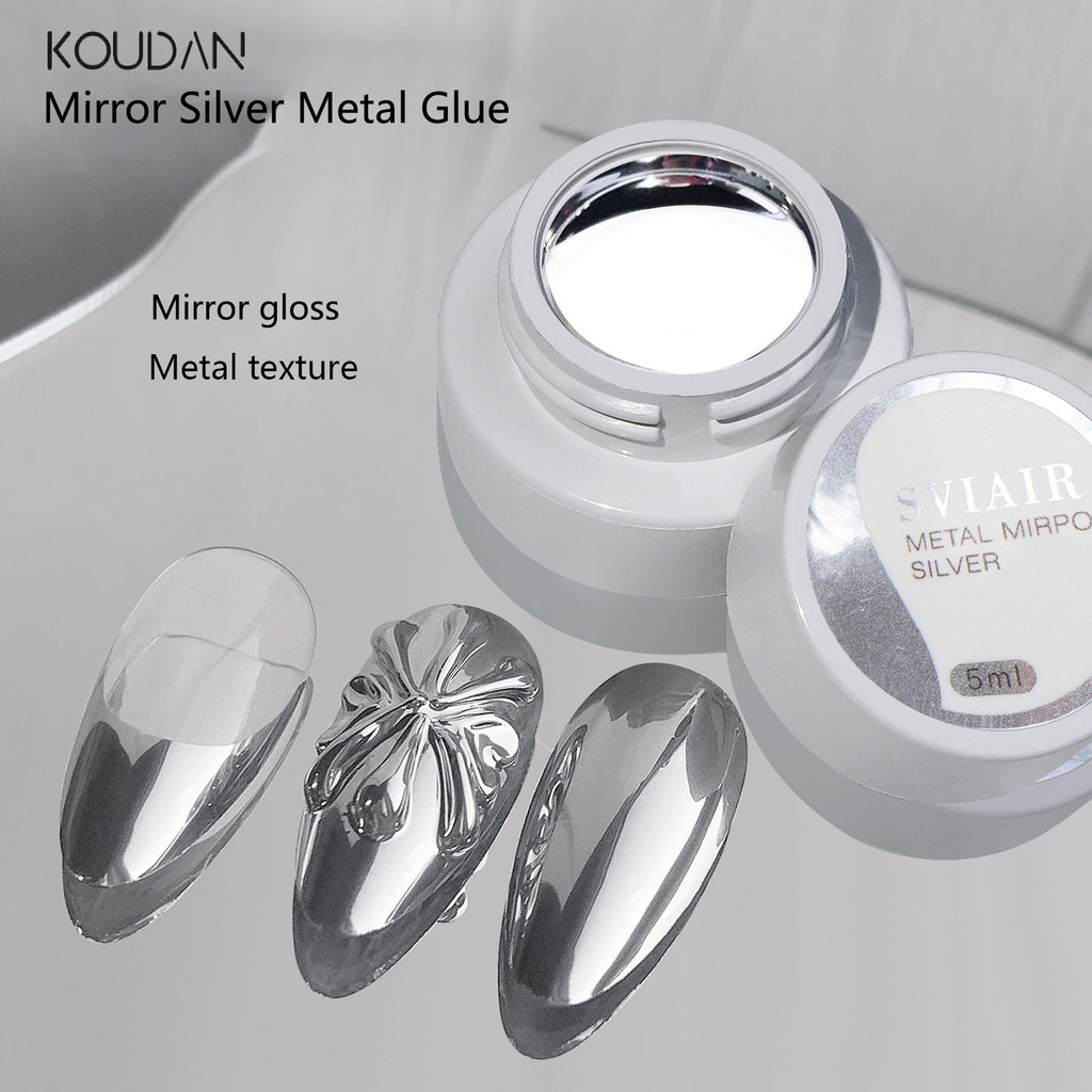 Nail Art Cola Espelho Metal Gel Esmalte Prata KOUDAN em Oferta na Shopee