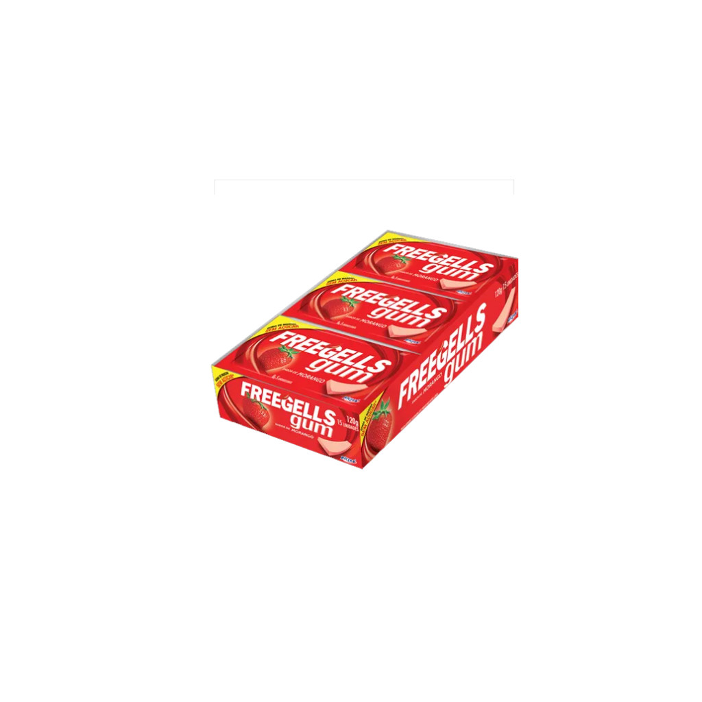 Chiclete Freegells Gum Morango 15un - Goma de Mascar - Doce