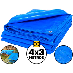 Lona Plástica Impermeável 4m x 3m Cobertura Proteção Obras Camping Piscina Uso Doméstico Multiuso Vonder