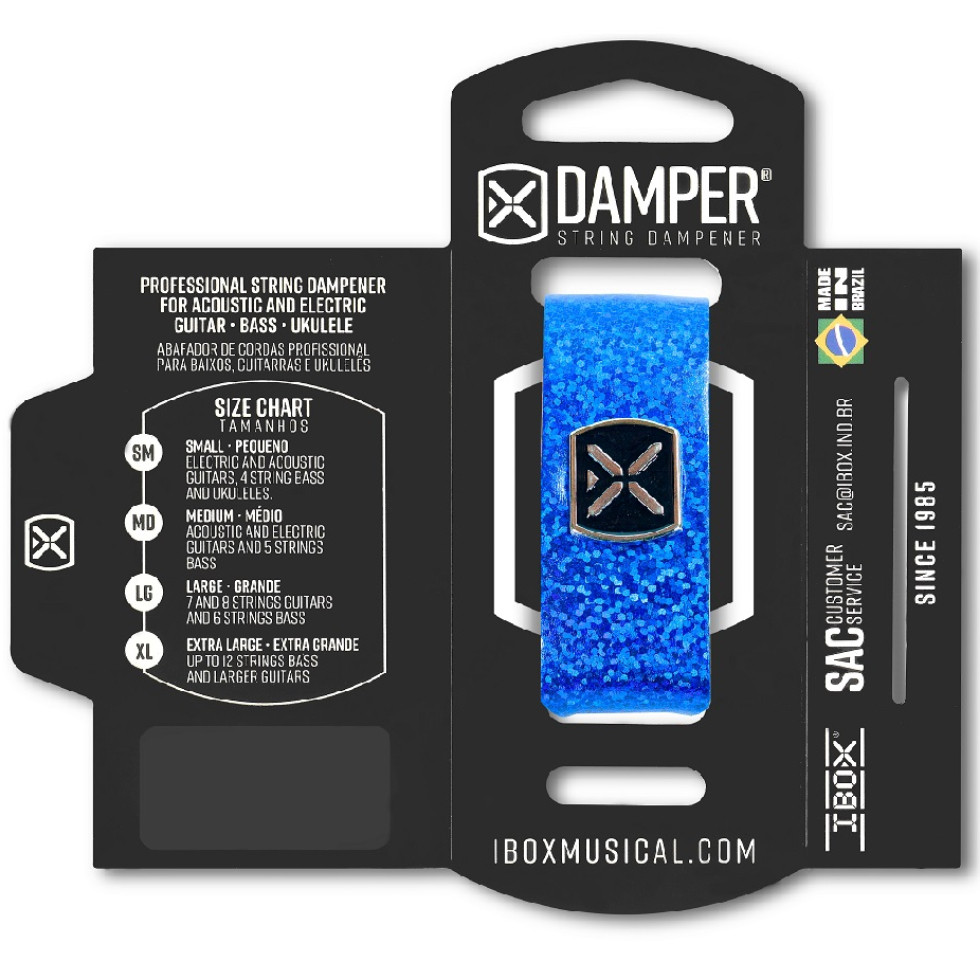 ABAFADOR DAMPER MD TAG METAL COURO AZUL HOLOGRAFICO DHMD03