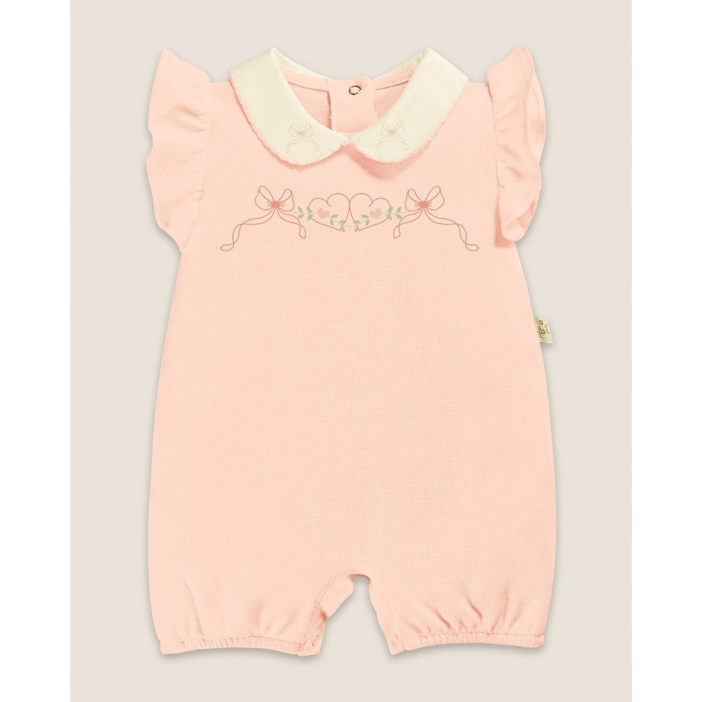 Macacão Curto Bebê Menina Malha Tricot 100% Algodão Rosê - Anjos Baby