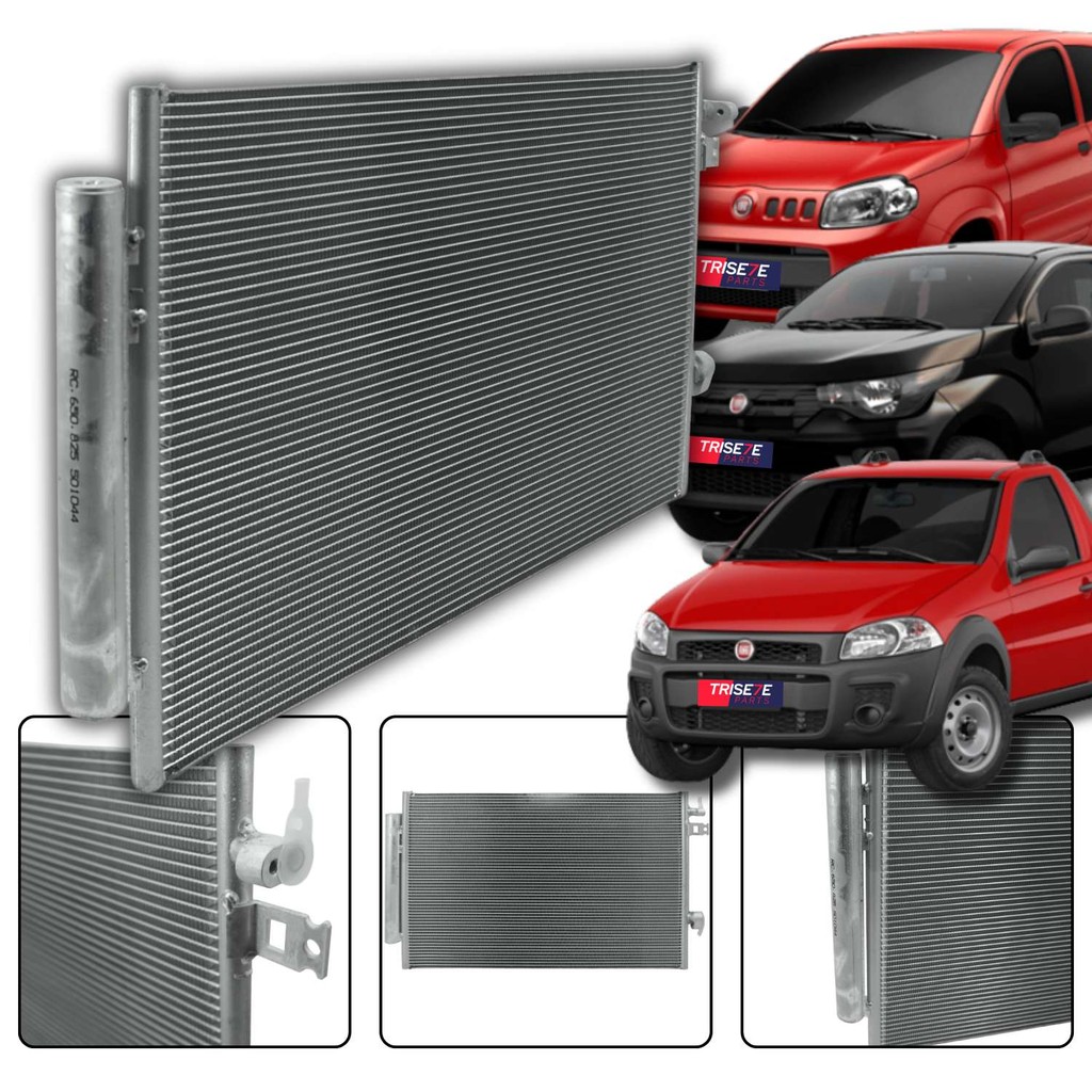 Condensador Fiat Novo Uno Após 2016, Mobi Após 2017, e Strada 2019 em Diante - Sistema Denso Fluxo Paralelo