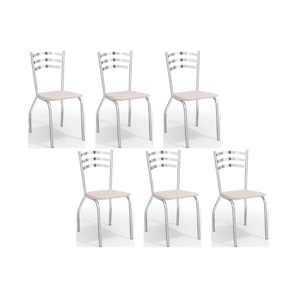 Kit 6 Cadeiras de Cozinha Portugal C007 6 Un Cromada/Branco 106 - Kappesberg em Oferta na Shopee