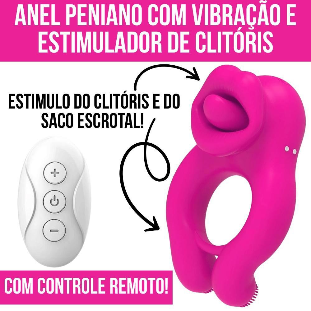 Anel Vibrador Peniano Estimulo de Clitóris Recarregável Com Controle