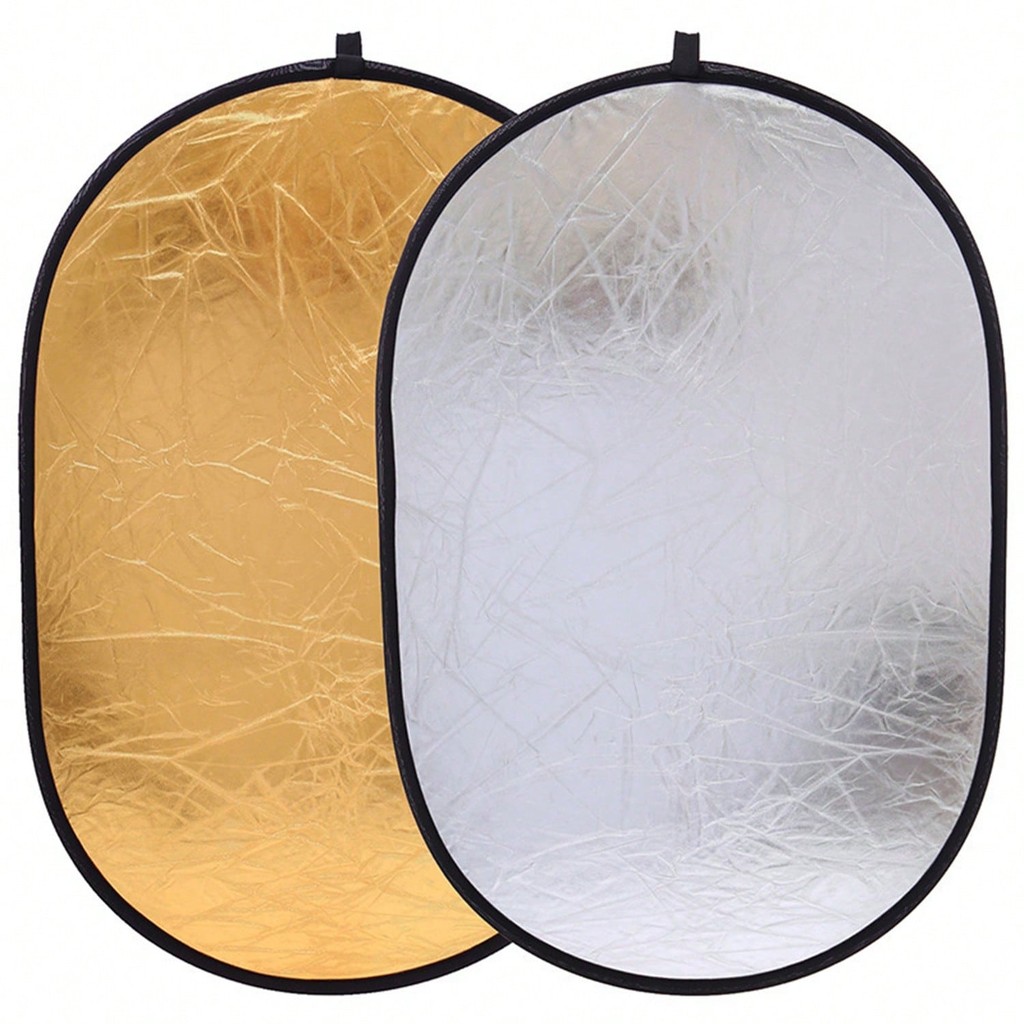 Defletor Refletor 60x90cm Duplo Dourado e Prata Placa Luz de preenchimento Portátil