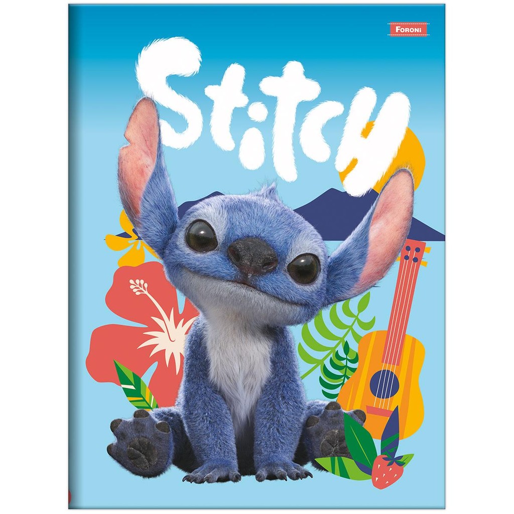 Caderno Brochurão Grande 20x27,5cm 80 Folhas Stitch Filme Azul Foroni em Oferta na Shopee