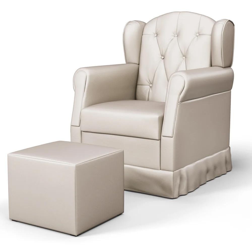 Poltrona de Amamentação Balanço e Puff Letícia Bege - Phoenix em Oferta na Shopee