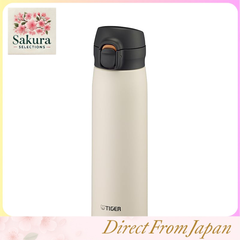【Dishwasher Compatible & Integrated Lid and Gasket Model】Tiger Thermos 500ml One-Push Stainless Steel Bottle, Easy to Drink Design, Only 3 Parts to Wash (Cap and Gasket are Integrated), Easy Cap, Vacuum Insulated Mug, Hot and Cold Retention, White MKR-W50