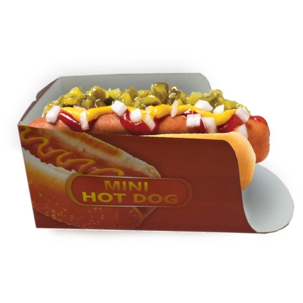 100 pçs Embalagem Caixa Caixinha Mini Hot Dog Cachorro Quente - Vermelho