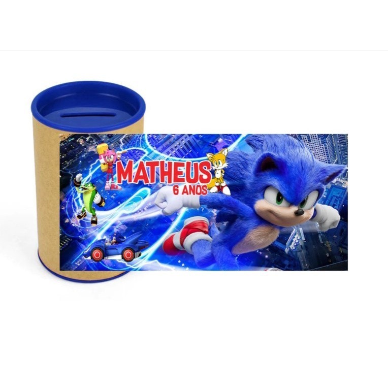 10 Cofrinhos Personalizados Festa Sonic