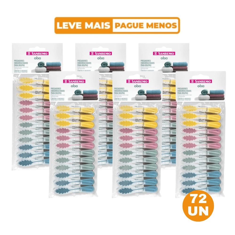 Kit Prendedor de Roupa Plástico Folhas 72 Unidades Oba Sanremo em Oferta na Shopee