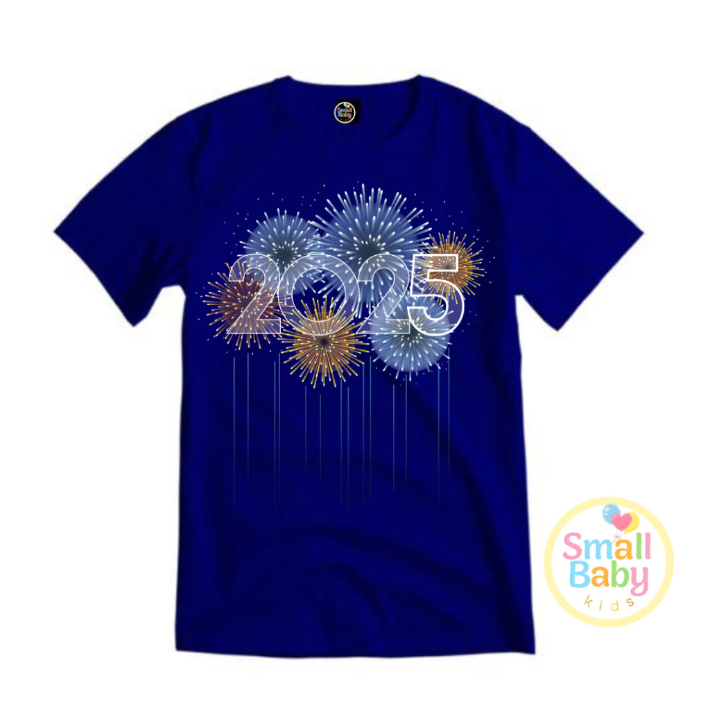 Camisa /Camiseta Infantl /Juvenil Unissex Happy New Year Fogos Ano novo 2025 Em Algodão