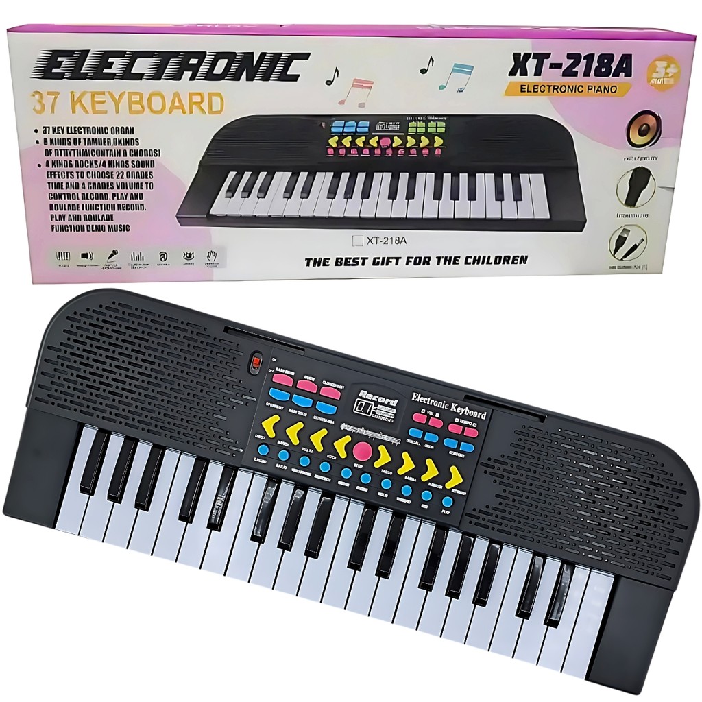 Teclado Musical e Microfone Infantil Grava Musica Castela