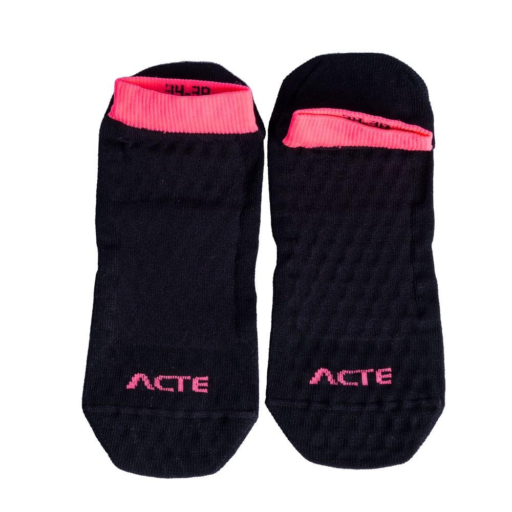 Meias Pilates Algodão Antiderrapante F3-PR Preto Rosa Acte em Oferta na Shopee
