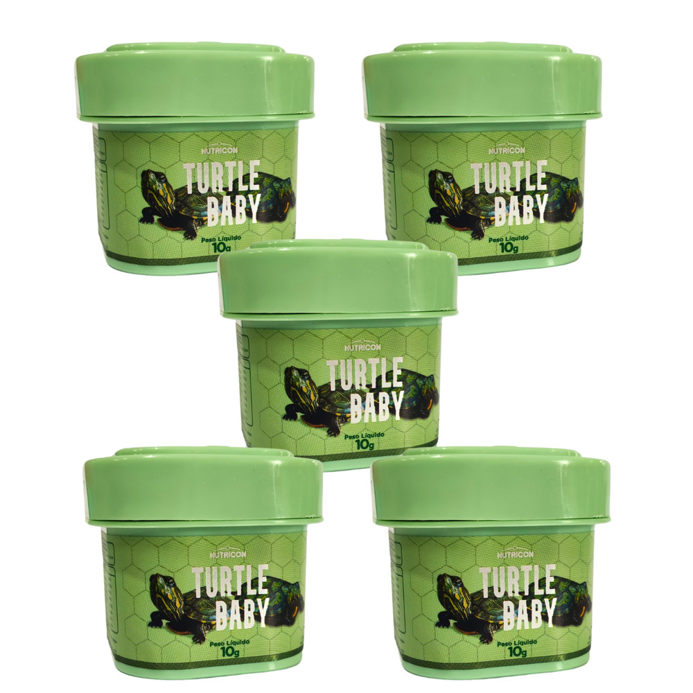 Kit 5 Ração Extrusado Répteis Tartaruga Baby Nutricon Pote 10g