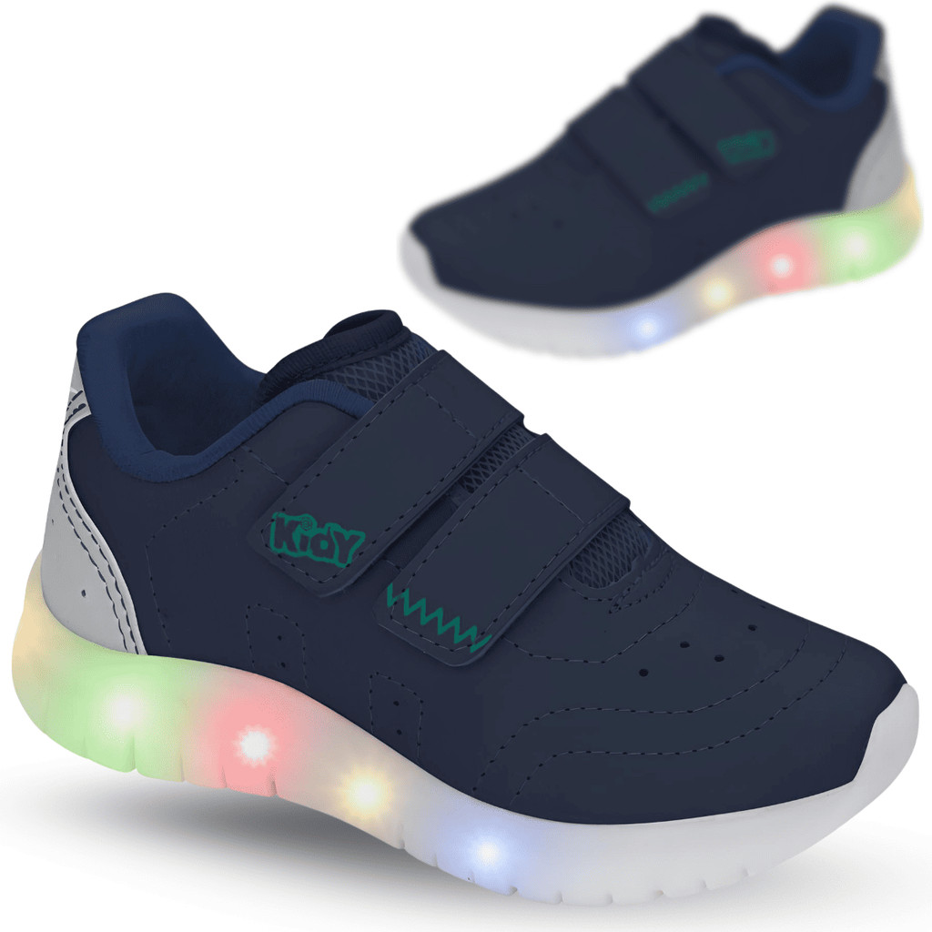 Tênis Infantil Kidy Light Fun Masculino Led Luz Pisca Pisca Muito Forte Estiloso Confortável