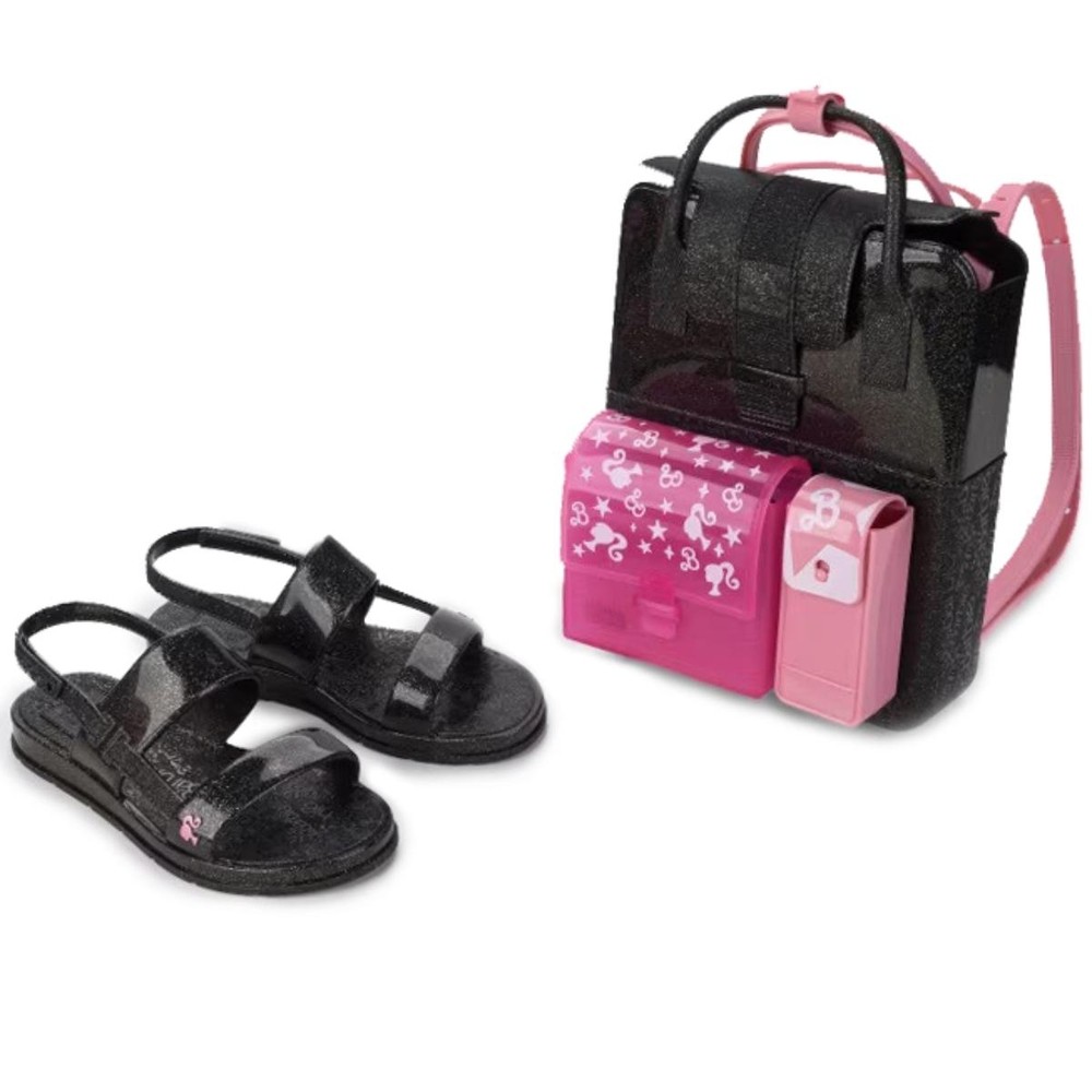 Sandália Grendene Kids Glitter Barbie Color Mochi Menina - Preto