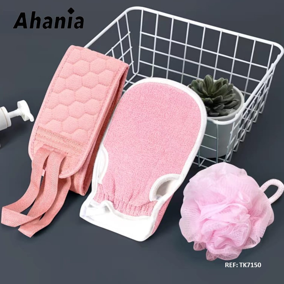 Kit 3 Peças Acessórios Para Banho Chuveiro Luva e Faixa Esfoliante Limpeza Corporal Esponja Bucha de Nylon Macia Esupuma em Oferta na Shopee