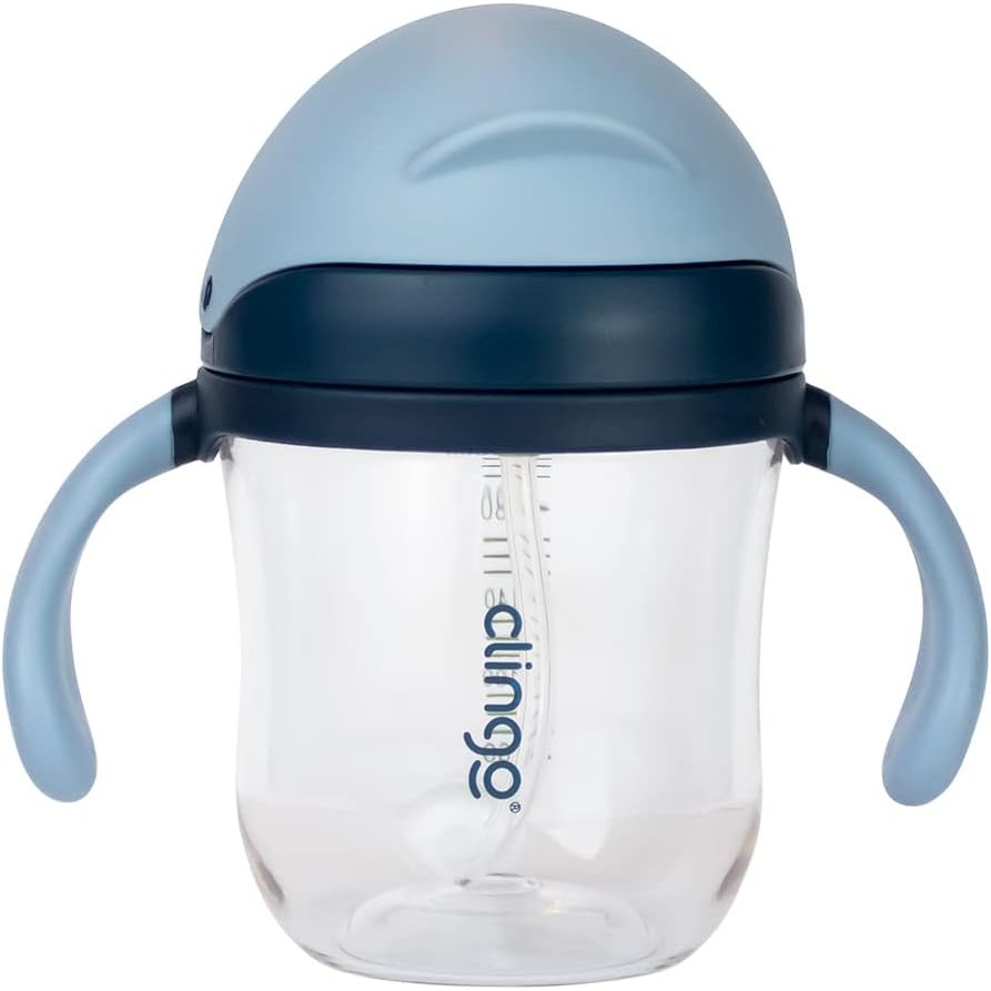 Copo Quick Tritan 220ml Com Canudo Retrátil Cor Azul Liso