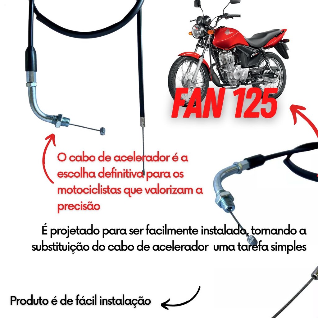 Cabo De Acelerador Cg Fan 125 2009 2010 2011 2012 2013 Honda — imagem 2 de 2