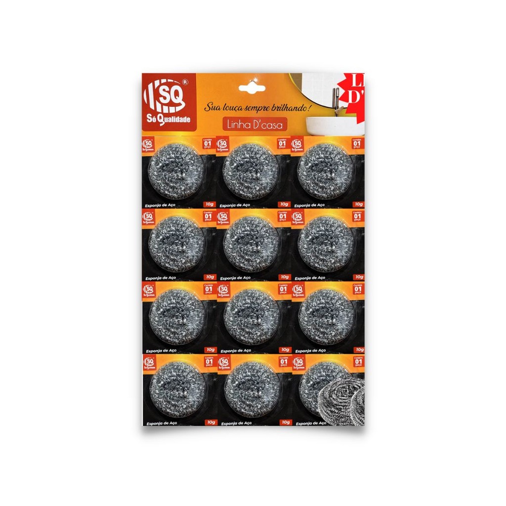 Esponja De Aço 10Gr Cartela Com 12 Unidades