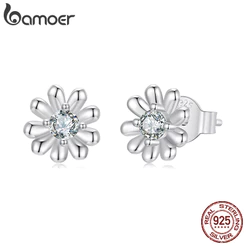 Brincos Bamoer 925 Sterling Sliver Moissanite Daisy Joias Presentes Para Mulheres