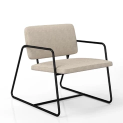 Poltrona Estofada Sintra Estrutura Metalon Preto Fosco/Suede Bege - Móveis Arapongas