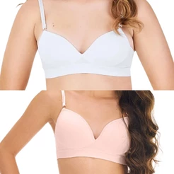 Kit Com 2 Unidades - Sutiã Teen Confortável Com Bojo Sem Aro
