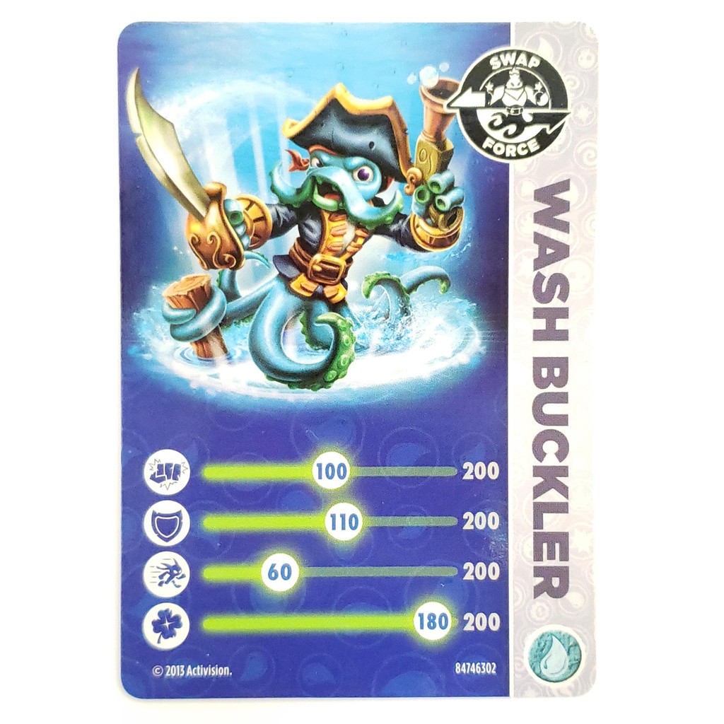 Card Skylanders Swap Force Wash Buckler Colecionavel TCG
