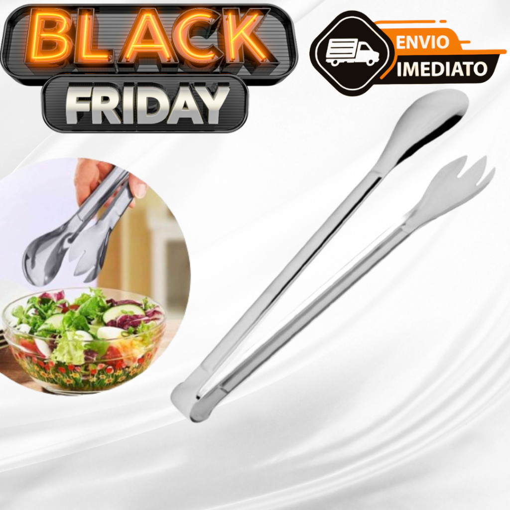 Pegador De Salada E Salada Em Aço Inox Cozinha 29cm