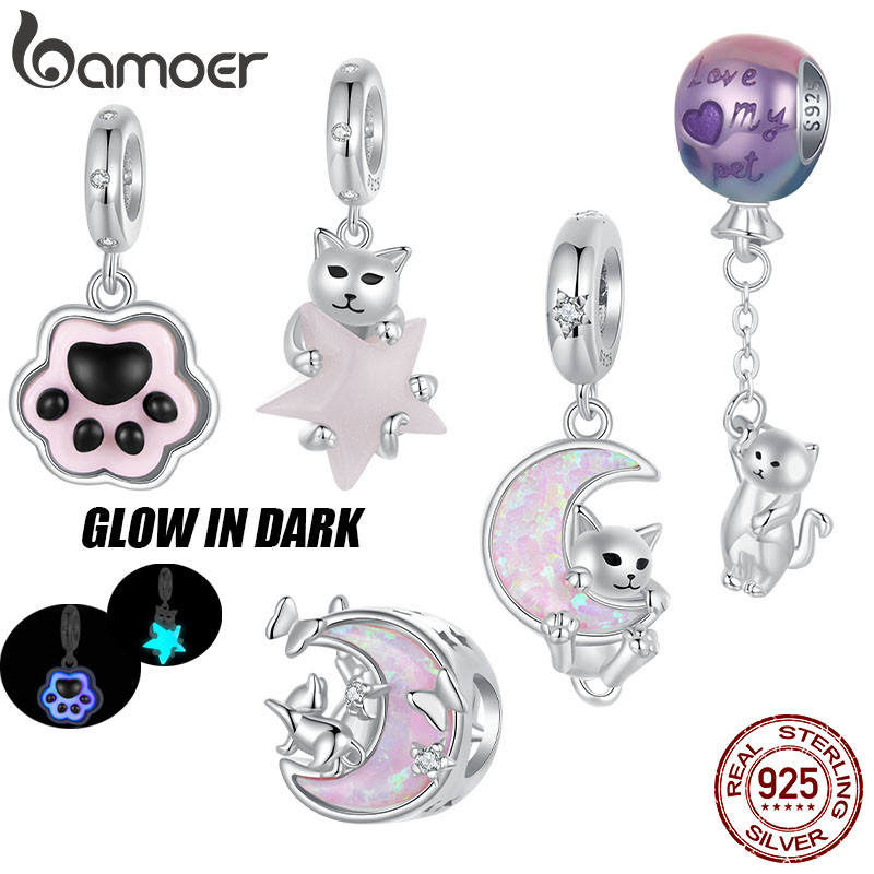 Bamoer 925 Sterling Sliver Charme De Fita De Gato Fofo Pet Design Pingente Acessórios Para Pulseira em Oferta na Shopee