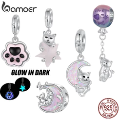 Bamoer 925 Sterling Sliver Charme De Fita De Gato Fofo Pet Design Pingente Acessórios Para Pulseira