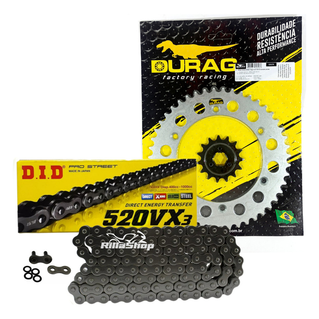 Kit Relação Did 520 Vx3 116l Durag 47/15 Dr 800 S Big 99/00