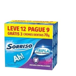Creme Dental Sorriso 12 unidades Tripla Limpeza Completa 70g em Oferta na Shopee