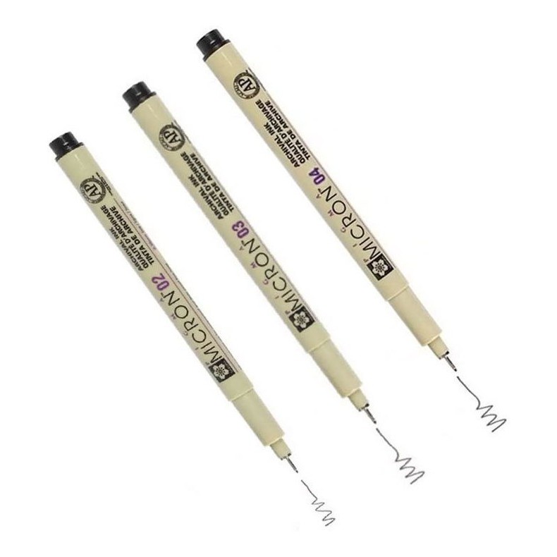 Kit 3x Marcador Tecnico Pigma Micron 2/3/4 Preto Sakura
