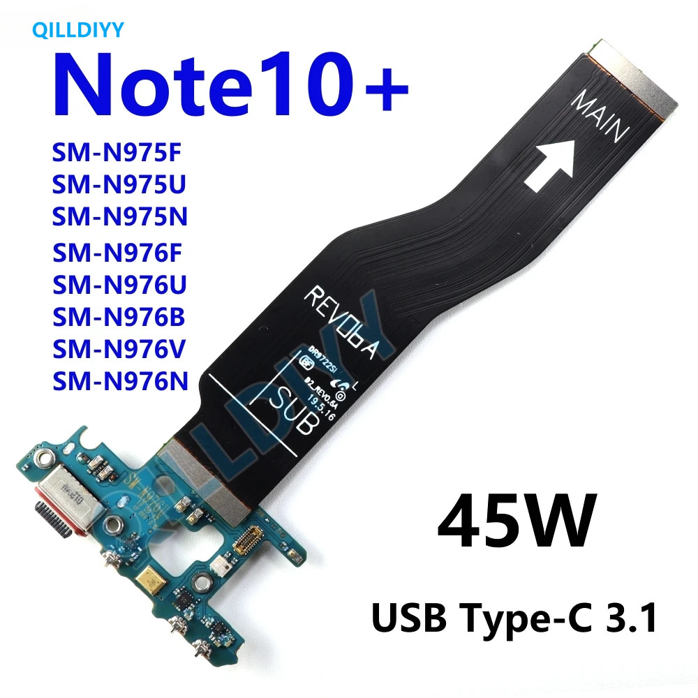 1 Pçs Para Samsung Galaxy Note 10 + Plus N975F N976B N976N Porta De Carregamento USB Doca Carregador Conector Placa Prin