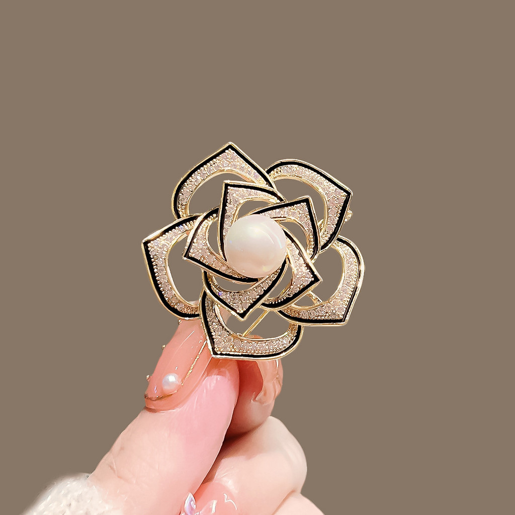 Broche de pérola com padrão Floral, roupas fixas de alta qualidade, acessórios para camisa, alfinete requintado para mul